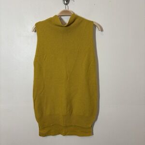 The Limited 100% Cashmere Tank Tunic S‎ Yellow Ribbed Mockneck Quiet Luxury